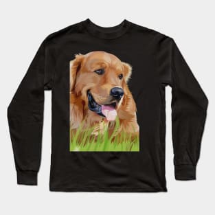 hungry brown dog-vector art Long Sleeve T-Shirt